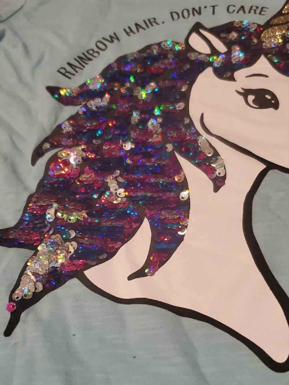 Justice Light Blue Unicorn Sequin Short Sleeve Tee